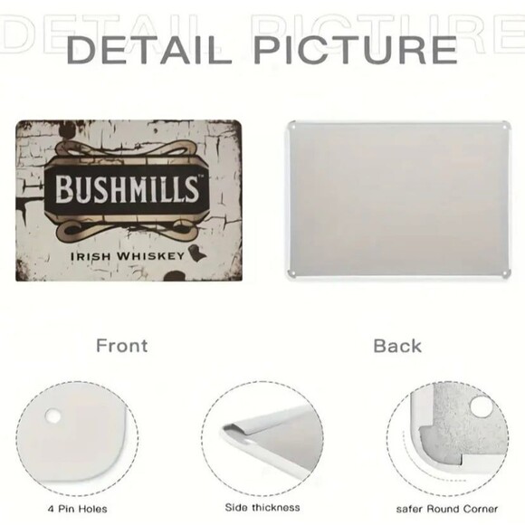 Bushmills Irish Whiskey Vintage Metal Sign, Irish Pub, bar, Man Cave - Picture 4 of 5